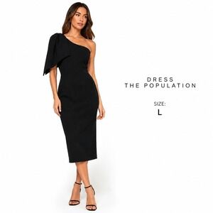 Dress the Population | Dresses | Dress The Population Darleen Vneck Embroidered Mesh Cocktail Dress Black Sz Xl